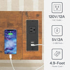 HOOBRO End Table with Charging Station, Narrow Side Table with 2 Fabric Drawers, Skinny Nightstand with Storage, Slim Bedside Table for Living Room, Small Spaces, Rustic Brown and Black BF487UBZ01