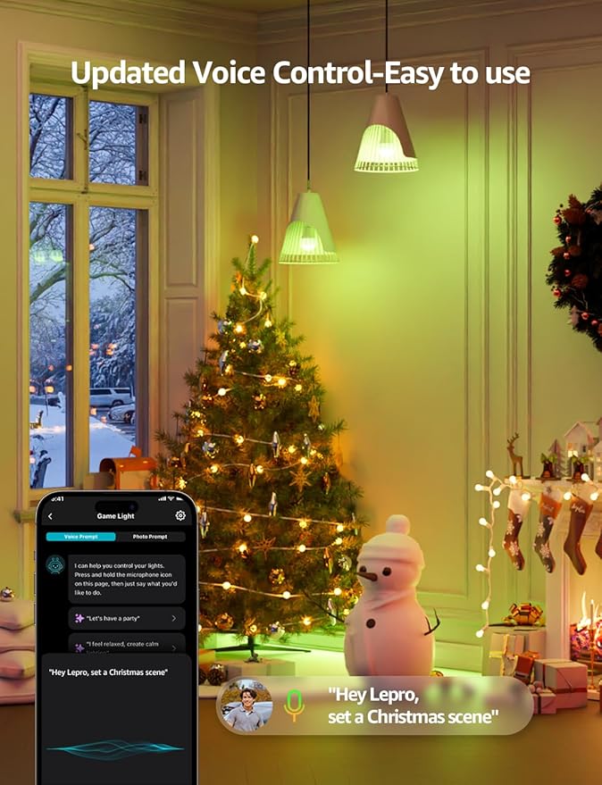 Lepro B1 AI Smart Light Bulbs - WiFi & Bluetooth RGBWW Color Changing LED Bulb Works with Alexa & Google Assistant, Personalized Al Lighting Designer, AI Voice Control, Music Sync, 2.4GHz Only, 4 Pack