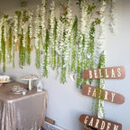 Artificial Wisteria Hanging Flowers Fake Wisteria Flower Garland Silk Vines Rattan Decor for Home Wedding Arch Wall Garden Greenery Bedroom Outdoor Office Party Decoration (24, White)