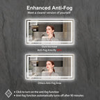 Backlit Bathroom Mirror, 55x30 Inch Gradient Front and Backlit Mirror, 3 Colors Dimmable CRI>90 Double Lights, IP54 Enhanced Anti-Fog, Hanging Plates Wall Mount LED Bathroom Mirror