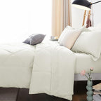 CozyLux Full Size Comforter Sets Ivory - 7 Pieces Bed in a Bag Full, Luxury Soft Bed Set for All Seasons, Bedding Set with Down Alternative Comforter, Sheets, Pillowcases & Shams