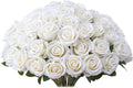 30 PCS Fake White Roses, Artificial White Flowers Bulk Realistic Silk Faux Roses with Stems for Wedding Decorations Table Centerpieces Bridal Bouquet DIY Floral Arrangement Event Party Home Decor