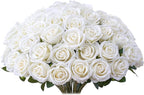 30 PCS Fake White Roses, Artificial White Flowers Bulk Realistic Silk Faux Roses with Stems for Wedding Decorations Table Centerpieces Bridal Bouquet DIY Floral Arrangement Event Party Home Decor