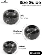 Radicaln Marble Tealight Candle Holder 4" Inches Black Handmade Set of 3 Mini Votive Holders for Romantic Wedding Table Setting, Ideal Bathroom, Bedroom & Kitchen Table Candle Accent