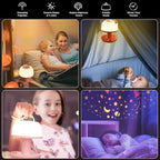 LICKLIP Toddler Night Light Lamp, Dimmable LED Bedside Lamp with Star Projector, Kids Lights Timer Design & Color Changing, Portable Rechargeable Cute Gifts for Children Bedroom