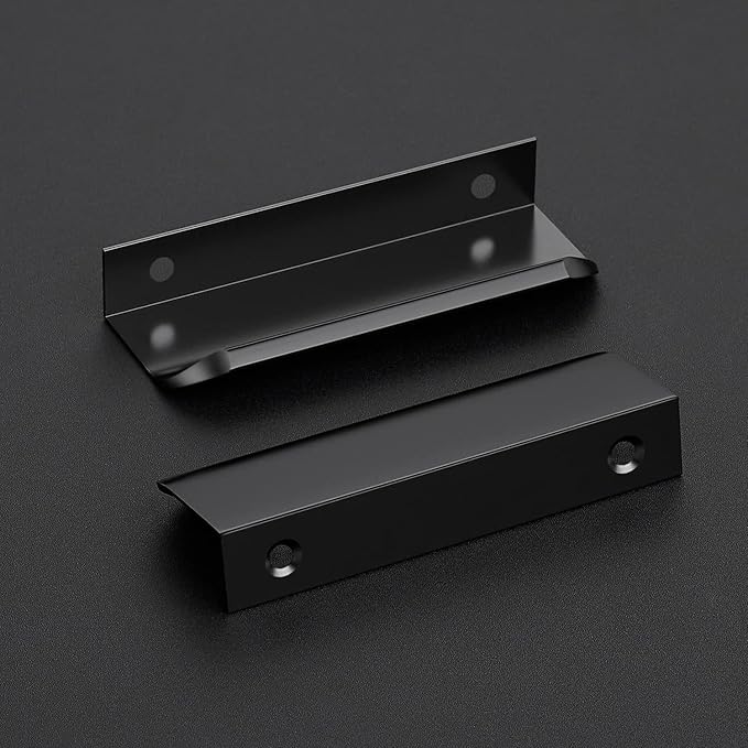 Ravinte Hardware 20 Pack Black Cabinet Handles, 4 Inch (102mm) Finger Edge Pulls, 3 Inch Hole Center, Finger Pulls for Cabinets