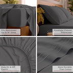 Mellanni Full Sheets Set - 4 PC Iconic Collection Bedding - Hotel Luxury, Extra Soft, Cooling Bed Sheets - Wrinkle, Fade, Stain Resistant (Full, Gray)