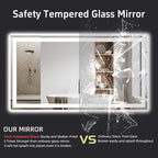 55"x 30" LED Bathroom Mirror with Lights, Double Lighting Sources Dimmable, Anti-Fog Vanity Mirror with Lights, Lighted Bathroom Vanity Mirror for Wall Tempered Glass (Horizontal/Vertical)