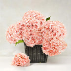 Auihiay 64 PCS Full Hydrangea Flowers, Silk Hydrangea Artificial Flowers Heads with Stems, Artificial Flowers for Wedding, Garden, Baby Shower, Party, Outdoor Indoor Decoration (Light Peach)