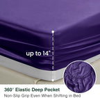 Love's cabin Satin Queen Sheets Set - 4 Piece Purple Silky Bed Sheets Set with Deep Pocket, Luxury Silk Feel Satin Queen Size Sheet Set (1 Flat Sheet,1 Fitted Sheet,2 Pillow Cases)