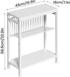 End Table Set of 2 for Small Space, 3-Tier Narrow Side Table with Magazine Holder,Small Nightstand, Skinny Snack Couch Table in Living Room, Bedroom Study and Balcony (White)