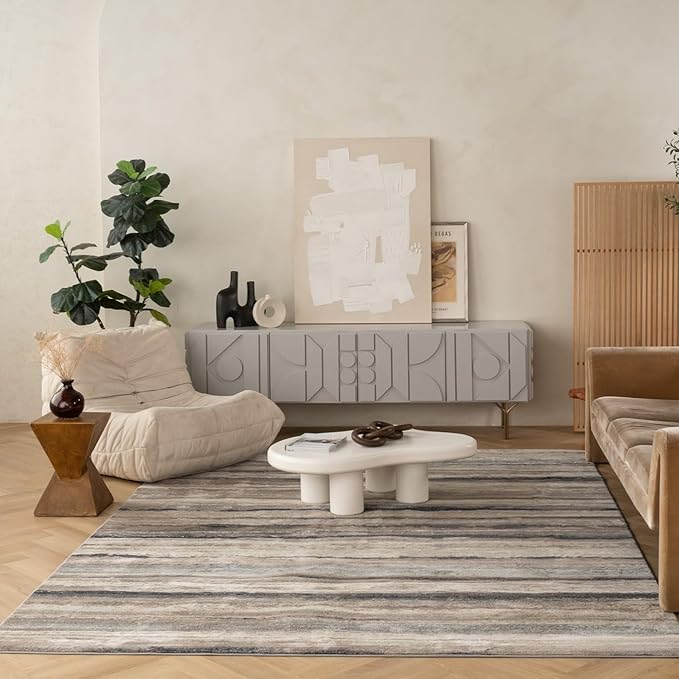 RUG BRANCH Havana 5' x 8' (5'3" X 7'7") Scandinavian Indoor Area Rug, Contemporary, Blue Brown - Living Room, Bedroom, Dining Room, and Kitchen