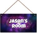 Personalized Sign Outer Space Theme Art Décor For Kids Room Custom Name Universe Door Wall Art Decor For Little Man Cave, Galaxy Nursery Art Plate For Boys Room Girls Bedroom