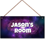 Personalized Sign Outer Space Theme Art Décor For Kids Room Custom Name Universe Door Wall Art Decor For Little Man Cave, Galaxy Nursery Art Plate For Boys Room Girls Bedroom