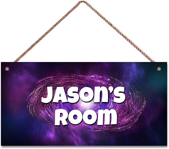 Personalized Sign Outer Space Theme Art Décor For Kids Room Custom Name Universe Door Wall Art Decor For Little Man Cave, Galaxy Nursery Art Plate For Boys Room Girls Bedroom