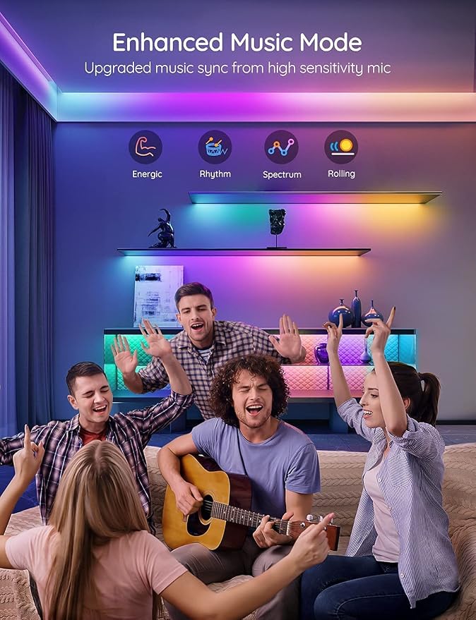 Govee RGBIC LED Strip Lights, 16.4ft WiFi LED Lights Work with Alexa and Google Assistant, Smart LED Strips App Control, DIY, Music Sync, Color Changing Lights for Bedroom, Home Decor