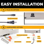 LED Under Cabinet Lighting Hardwired - 3CCT 40 Inch Satin Finish - Undercabinet Lights for Kitchen - Linkable Undercounter Dimmable Plug in Light or Hard Wired - Under Counter Fixture Direct Wire