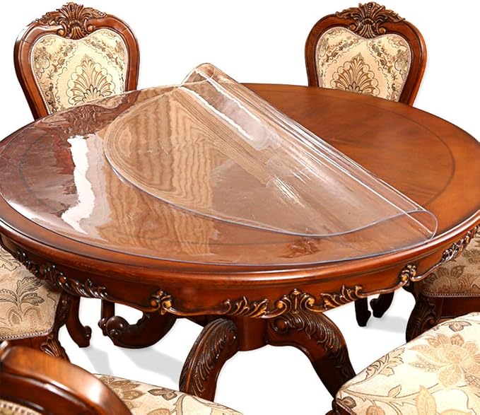 22 Inch 2PCS Round Clear Table Protector Tablecloth Cover Desk Top Pad Mat for Glass Furniture Coffee Marble End Bed Sofa Side Bistro Bar Night Stand Dinner Dining Room Table Thick Plastic PVC Vinyl
