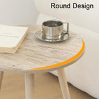 AWASEN Round Side Table, Modern Small End Table for Living Room, Wood Accent Drink Table for Small Space with Solid Wood Legs, Easy Assembly, Rustic White Oak