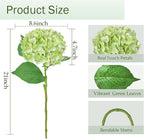 6 Pcs Real Touch Green Hydrangea Artificial Flowers with Stems, Fake Silk Flowers for Outdoors, Artificial Flowers for Home Decor Wedding Bouquets Centerpieces Vase