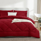CozyLux King Size Comforter Set Dark Red - 7 Pieces Bed in a Bag King, Luxury Soft Bed Set for All Seasons, Bedding Set with Down Alternative Comforter, Sheets, Pillowcases & Shams