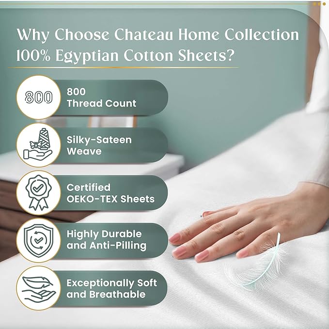 800 Thread Count Egyptian Cotton Sheets Queen Sheet Set Deep Pocket,100% Cotton Bed Sheets Queen Size Set, No Pill Soft & Comfy Naturally Cool Breathable Elasticated Sheet & Pillowcase Sets-Lavender