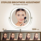 9" Wall Mounted Lighted Makeup Mirror, 3000mAh Rechargeable Double Sided 1X/10X Magnifying Mirror with Hook, 3 Color Lights Dimmable 360° Rotation Vanity Mirror for Bathroom