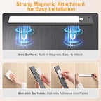 Gritin 10.2inch Under Cabinet Lighting Rechargeable -84 LED Super Bright,3-Color& 5 Level Brightness,4 Modes,Motion Sensor, Long Lasting- Easy Installation Magnetic Closet Lights -2 Pack-Black