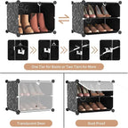 ROJASOP Portable 8-Tier Shoe Cabinet - 48-Pair Shoe Organizer with Expandable, Free Standing, Stackable Space Saving Design and 2 Exclusive Versatile Hooks for Bedroom