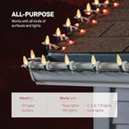 All-Purpose Holiday Light Clips [Set of 600] Christmas Light Clips, Outdoor Light Clips - Mount to Shingles & gutters - Works with Mini, C6, C7, C9, Rope, Icicle Lights - No Tools Required - USA Made