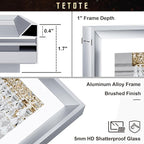 TETOTE Bathroom Mirror with Lights 20x28 Brushed Nickel LED Mirror Silver Frame Frontlit & Backlit Lighted Vanity Mirror Baroque Anti Fog Dimmable White/Warm/Natural,Wall Mounted(Horizontal/Vertical)