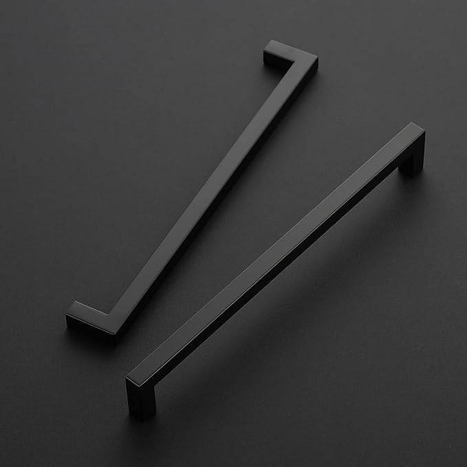 Ravinte 3 Pack Square Cabinet Handles - Matte Black Drawer Pulls, 10 Inch, Kitchen Cabinet Hardware