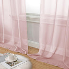 Aiyufeng Blush Pink Sheer Curtains 96 Inches Long 2 Panels Set, Light Filtering Soft Airy Voile Rod Pocket Baby Pink Sheer Window Drapes for Bedroom Living Room, Each 42Wx96L Inches