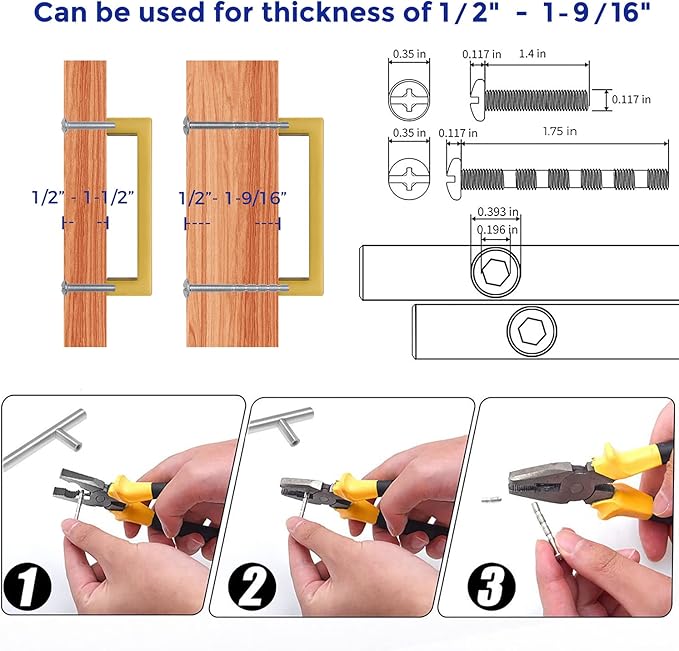 Ravinte 10 Pack Solid Gold Kitchen Cabinet Handles Slim Drawer Pulls with 3-3/4 Inch Hole Center Square Bar Cupboard Hardware