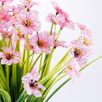 12 Bundles Artificial Flowers Outdoor UV Resistant Fake Flowers No Fade Faux Plastic Plants Garden Porch Window Box Decorating (Pink)