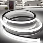 LED Strip Lights Daylight White 6000K,16.4ft 110-120V Neon Rope Lights,Flexible Silicone Outdoor Waterproof Neon Strip Lights for Bedroom,Mirror,Kitchen Cabinet, Living Room,Halloween Decor