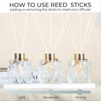 4Pcs Reed Diffuser Set with Metal Golden Decoration, 3.5oz Empty Reed Diffuser Bottles with 20Pcs Reed Diffuser Sticks, Unique Design Bottles for Home and Office(Prismatic)