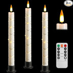 Da by 3 Flameless Window Candles with Remote Control & Timer, Battery Powered Surround Fairy Lamp, 9.6" Christmas Candle, Free 3 Black Bases for Home, Festive, Christmas, Wedding & Event Decoration