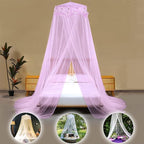 Jeteventy Bed Canopy for Girls, Princess Bed Curtain Net for Single to King Size,Bedroom Decoration of Round Lace Dome with Stainless Steel Hook,Quick Easy Installation (Purple)