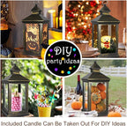 Bright Zeal 2-PACK 14 Inch Vintage Decorative Candle Lanterns With Timer - IP44 Waterproof Distressed Gold Decorative Outdoor Lanterns Battery Powered - Hanging Decorative Lanterns For Wedding Indoors