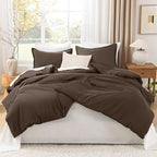 Litanika Comforters King Size Chocolate, 3 Pieces Lightweight Solid Bedding Set & Collections, All Season Fluffy Bed Set (104x90 Inches Comforter & 2 Pillowcases)