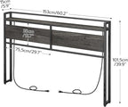 HOOBRO Headboard Queen Size, Headboard with 2 Outlets and 4 USB Ports, Adjustable Height, Storage Rack, Sturdy and Stable, Easy Assembly, Charcoal Gray and Black