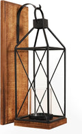 Homemory Wall Candle Sconce, Wood Rustic Candle Holder Decorative Candle Lantern with Glass Holder, Wall Decorations for Living Room, Dining Room