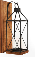 Homemory Wall Candle Sconce, Wood Rustic Candle Holder Decorative Candle Lantern with Glass Holder, Wall Decorations for Living Room, Dining Room