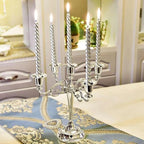 Black Candelabra Candle Holders for Pillar Candles 10.6 inch Tall, 5 Candle Candlestick Holder for 1/2-1 inch Taper Candles Halloween Candelabra Decoration Easy Assembly (Silver)