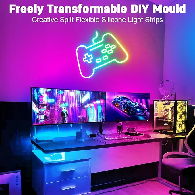EJ's SUPER CAR 30Ft Neon Rope Lights, Flexible LED Strip Lights with App Remote, Outdoor IP65 24V RGB Rope Lights for Bedroom, Music Sync Gaming Led Neons Light Strip for Outdoors Decor