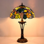 Tiffany Table Lamp Purple Stained Glass Desk Lamp 16X16X24Inches Grape Style Reading Light