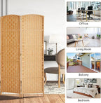 6 ft. Tall-Extra Wide-Diamond Weave Fiber Room Divider - Light Beige - 4 Panel