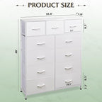 WLIVE Storage Organizer Unit with 11 Fabric Bins, Storage Drawers Organizer with Steel Frame, Tall Storage Tower Organizaton for Living Room, Hallway, Office, White