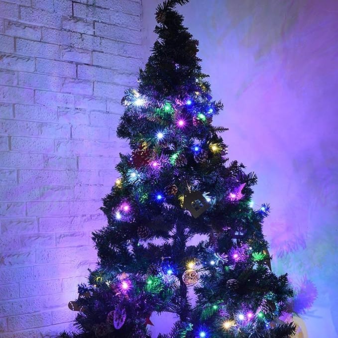 50-Count 8 Modes Christmas Lights with Timer, 18ft Battery Operated String Light Mini Lights Set for Indoor Outdoor Wreath Decor Christmas Tree Thanksgiving Day, Multicolor, 2Pack